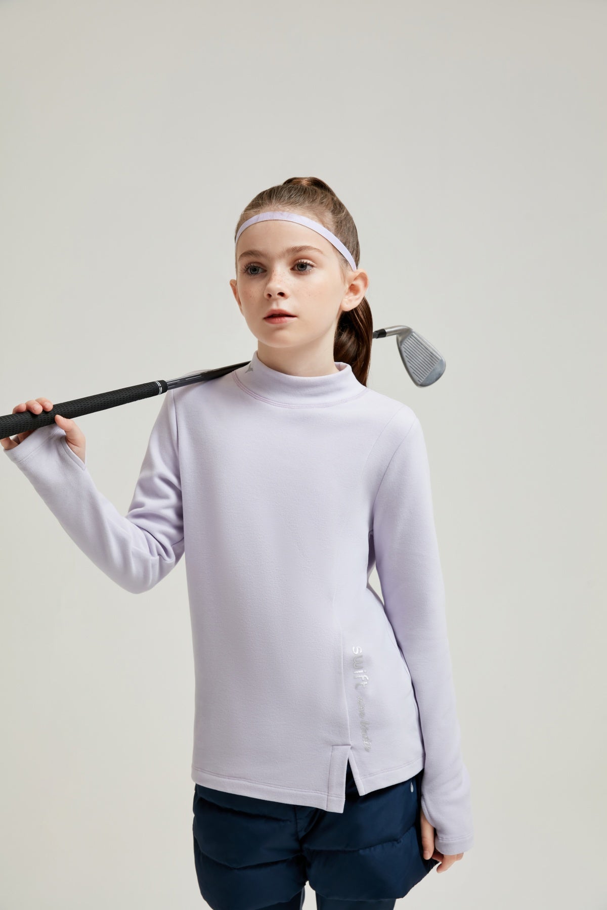 Swift Girls' Stretch Mock Neck Long Sleeve Top