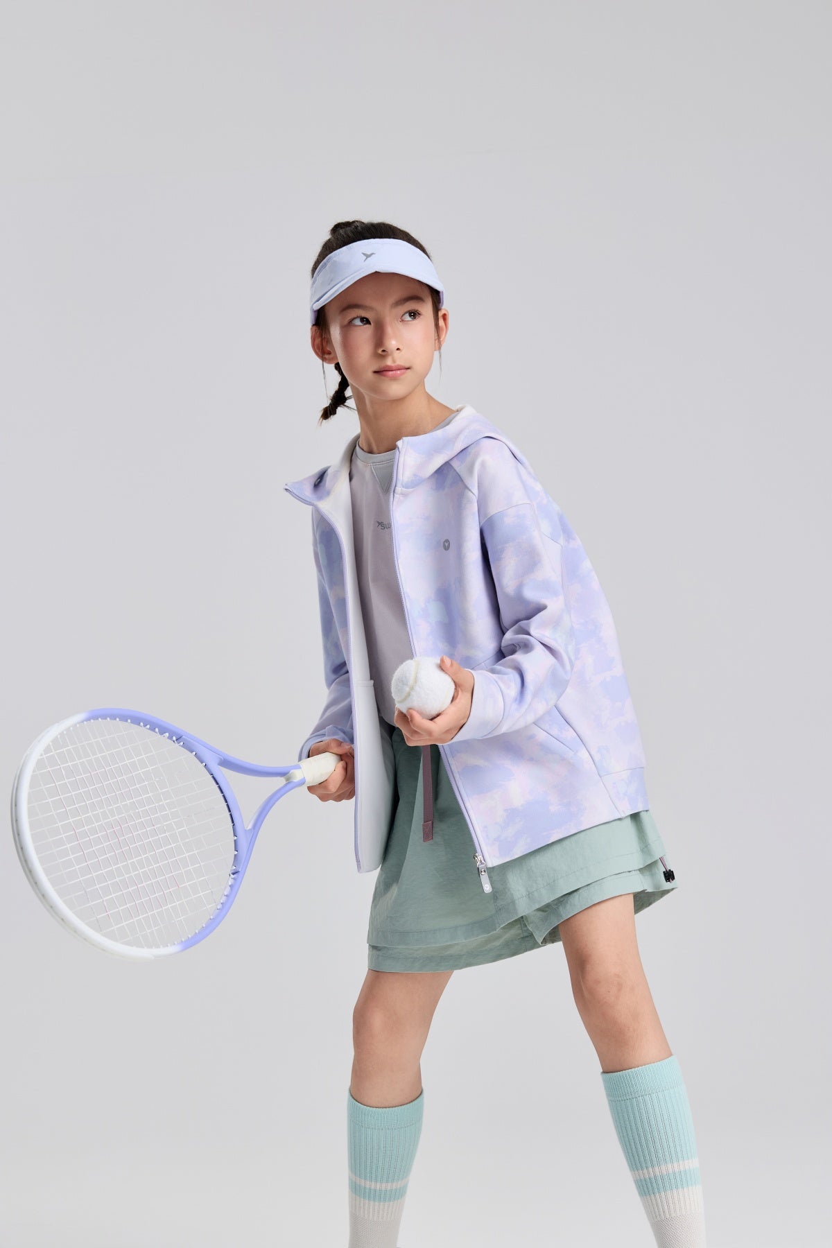 Swift Girls' Air Warm Printed Zip-Up Hooded Jacket